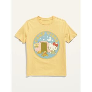 Hello Kitty Yellow Camp Vibes Stars Moon Short Sleeve T Shirt Top Size M 8